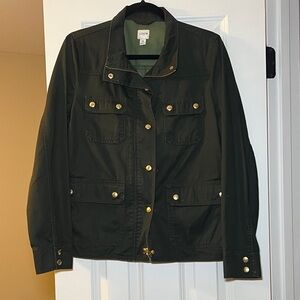 J. Crew Dark Green Utility Jacket with Gold Hardware size M